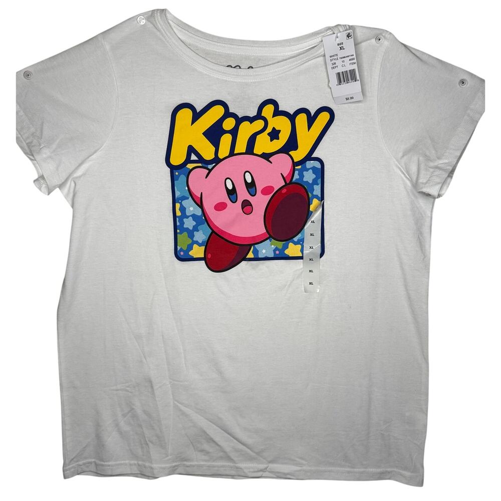 Girls' Kirby Classic Stars Short Sleeve Graphic T-Shirt Tee White Size XL